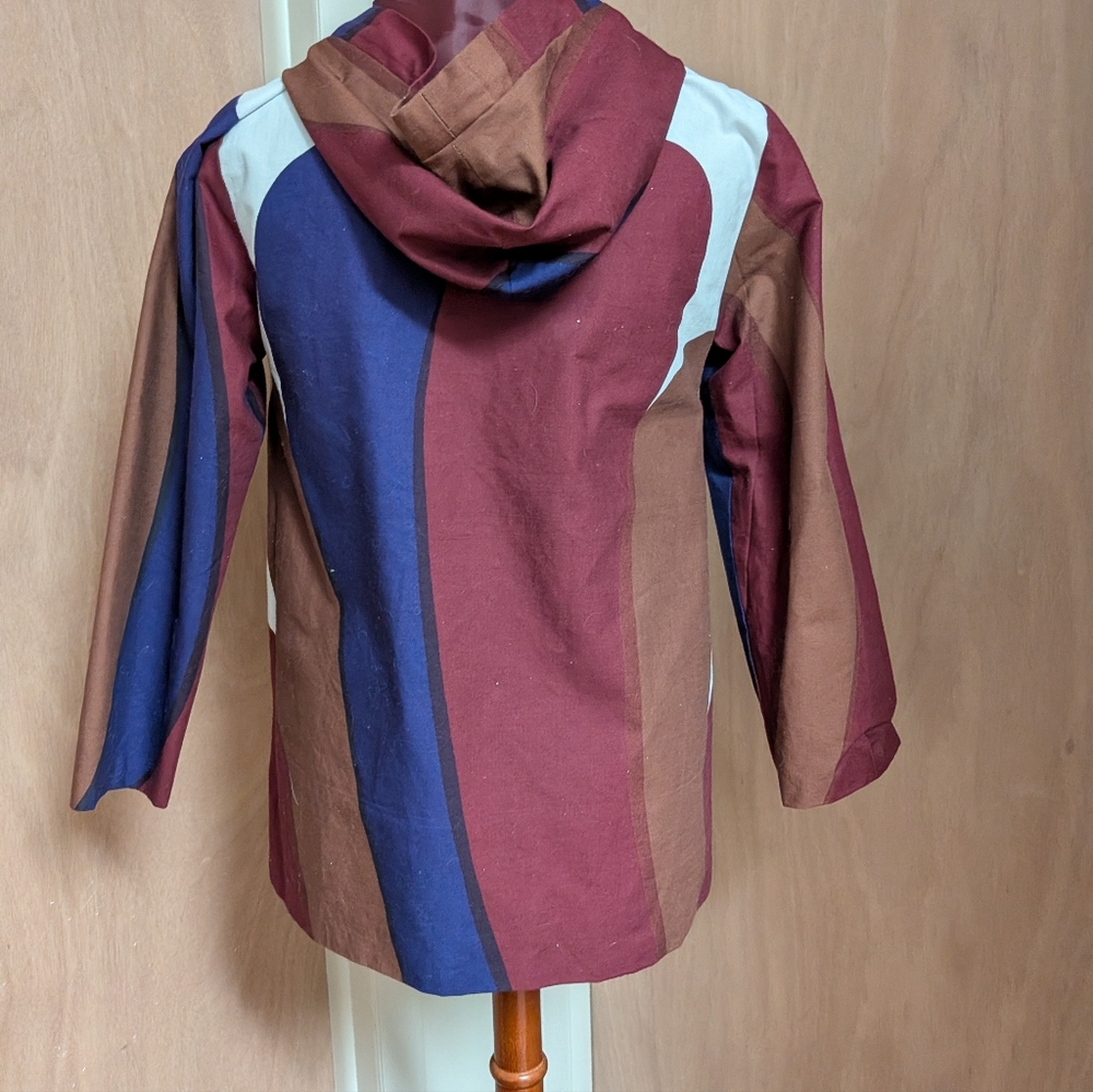 Jil Cappuccio Hooded Colorblock Jacket Artsy Avant Garde Lightweight Coat - Picture 4 of 4